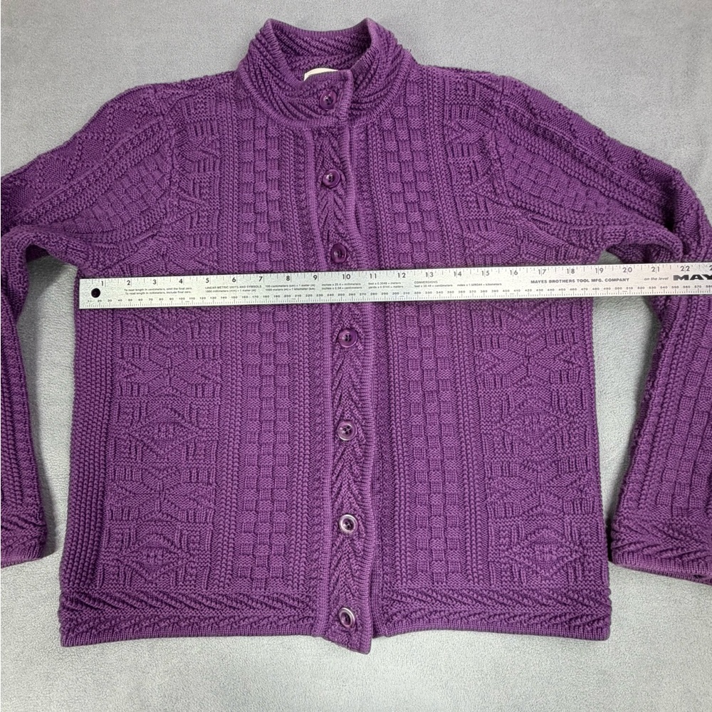 L.L. Bean Purple Cable-Knit Button-Front Cardigan - Picture 4 of 10